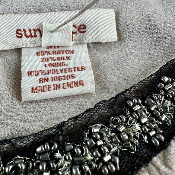 Sundance Catalog Dress Women's Size 6 Velvet Burnout Beige Silk Champagne Dreams - Picture 10 of 16